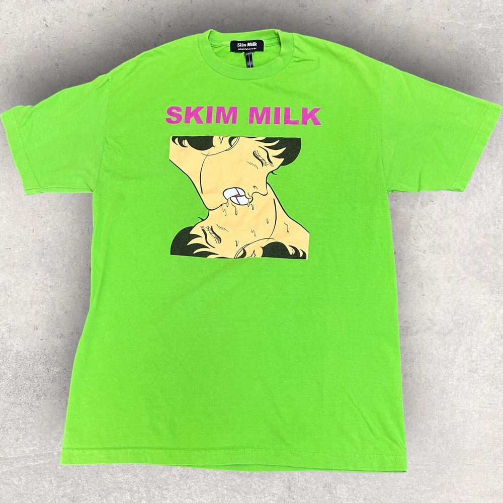 Skim Milk Men's Short Sleeve Graphic T‎ Shirt Green Size Medium